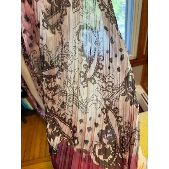 100% Silk Paisley Bead Embroidered Scarf - Picture 5 of 6